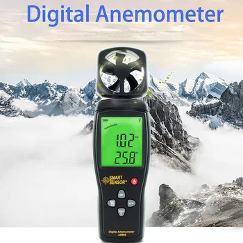Цифров измерител на Анемометра 0-45 м/с Измерване на скоростта на вятъра Тахометър Задържане на данни LCD Подсветката Измерване на дебита на въздуха AS806 Измервателни Инструменти