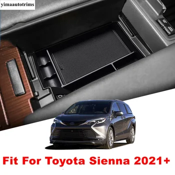 Черно Стил Конзола За Подлакътник Органайзер За Съхранение На Централната Тава Декоративна Капачка За Toyota Sienna 2021-2023 Аксесоари За Интериора На Колата