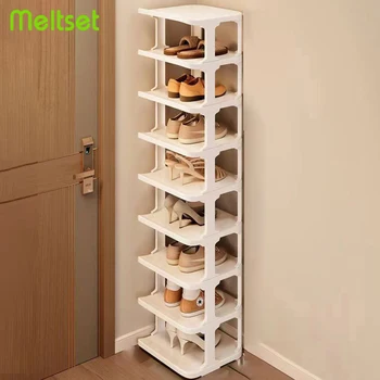 Шкафове за обувки, многопластови стелажи за съхранение, запазване на място, преносим за врати, с монтиран на стената под ъгъл органайзер, шкафове за обувки